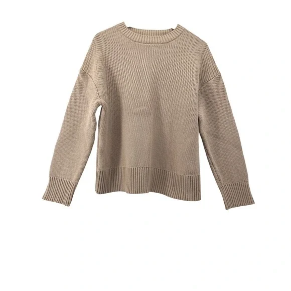 EVERLANE The Cotton Honeycomb Square Crew Textured Knit Sweater Size Large - Picture 4 of 9